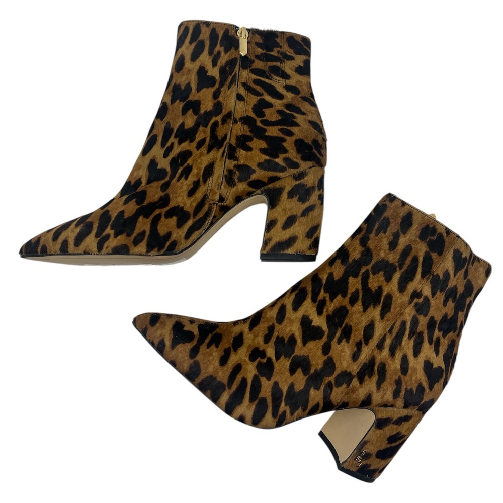 Sam Edelman Brown and Black Ankle Booties with Leopard Print